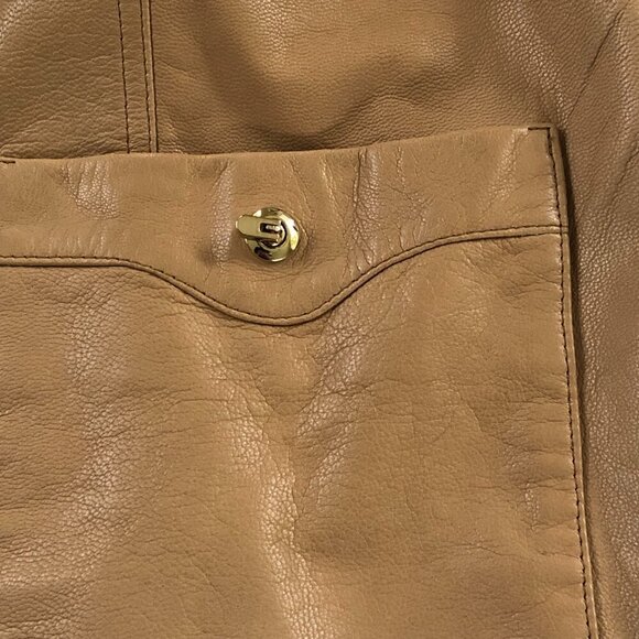 Vintage St. John Sport By Marie Gray 100% Leather Jacket Camel Size Medium EUC - Picture 7 of 16